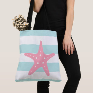 Rosa Sternfisch auf Minzstreifen Tasche