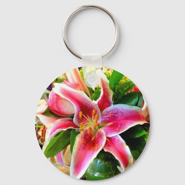 Rosa Sterngazer Lilie Schlüsselanhänger (Vorderseite)