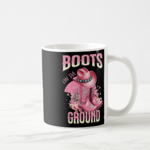 Rosa Stiefel auf Da Ground Western Cowgirl Hut und Kaffeetasse