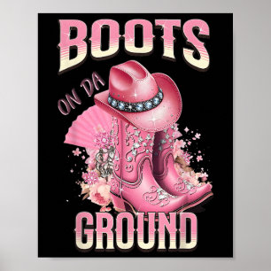 Rosa Stiefel auf Da Ground Western Cowgirl Hut und Poster