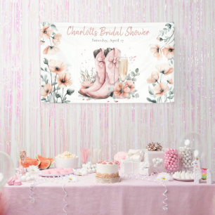 Rosa Stiefel & Champagnerglas Junggesellinnenabsch Banner