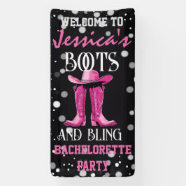 Rosa Stiefel und Bling-Junggeselinnen-Abschied Banner