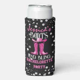 Rosa Stiefel und Bling-Junggeselinnen-Abschied Selters Dosenkühler
