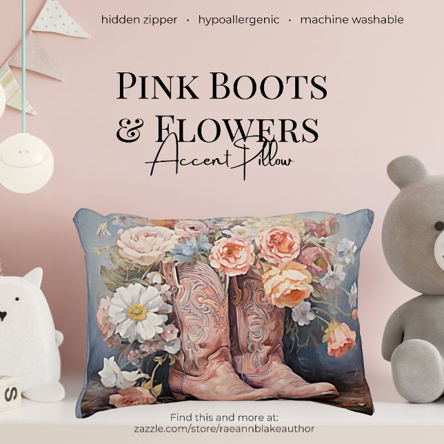 Rosa Stiefel und Blume Akzentkissen Dekokissen (Von Creator hochgeladen)