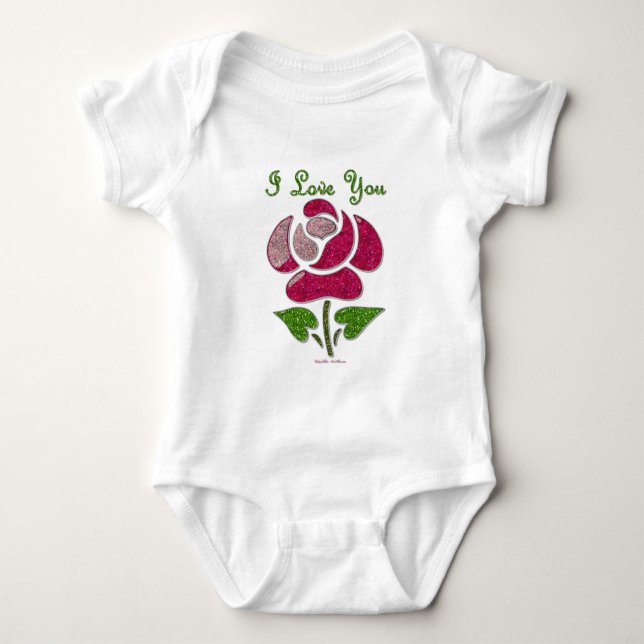 Rosa Stift Rose I Liebe Sie Baby Strampler (Vorderseite)
