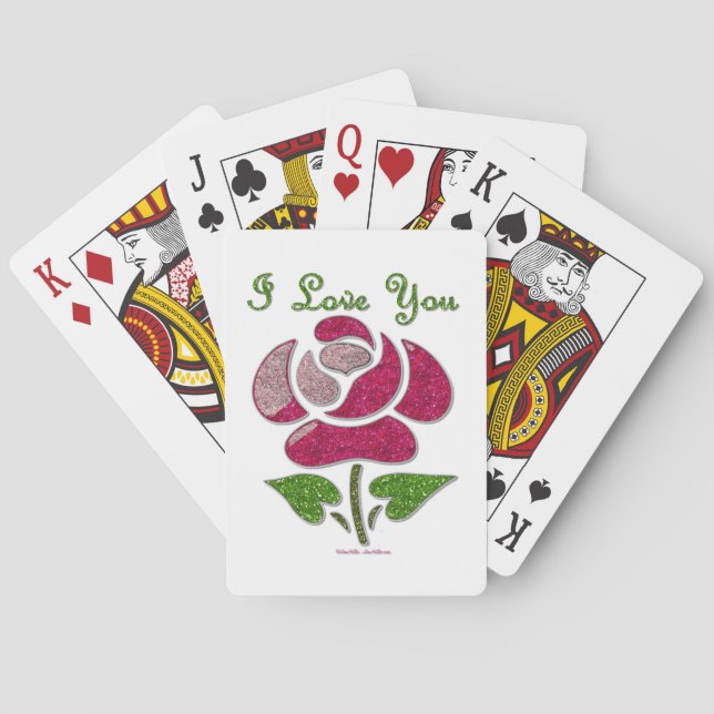 Rosa Stift Rose I Liebe Sie Spielkarten (Rückseite)