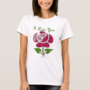 Rosa Stift Rose I Liebe Sie T-Shirt
