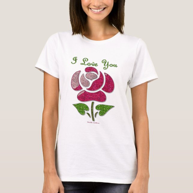 Rosa Stift Rose I Liebe Sie T-Shirt (Vorderseite)
