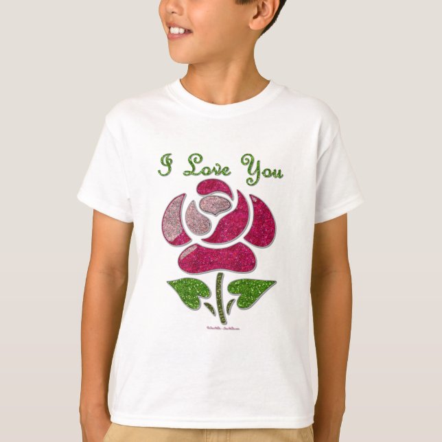 Rosa Stift Rose I Liebe Sie T-Shirt (Vorderseite)