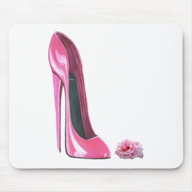 Rosa Stilett-Schuh und Rose Mousepad (Vorne)