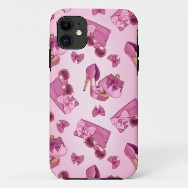 Rosa Stilett und Bogengeldbeutel Case-Mate iPhone Hülle (Rückseite)