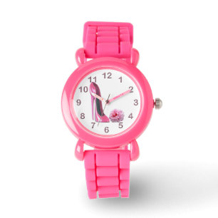 Rosa Stilett-und Rosen-Uhr Armbanduhr