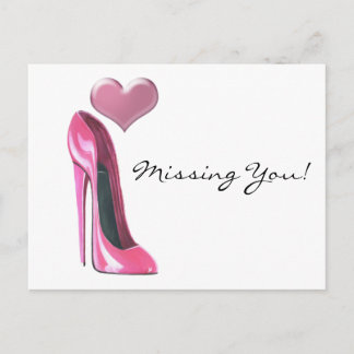 Rosa Stiletto High Heel Schuh und Herz Postkarte