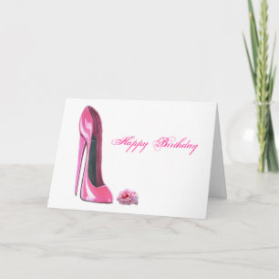 Rosa Stiletto Schuhe und Rose Karte