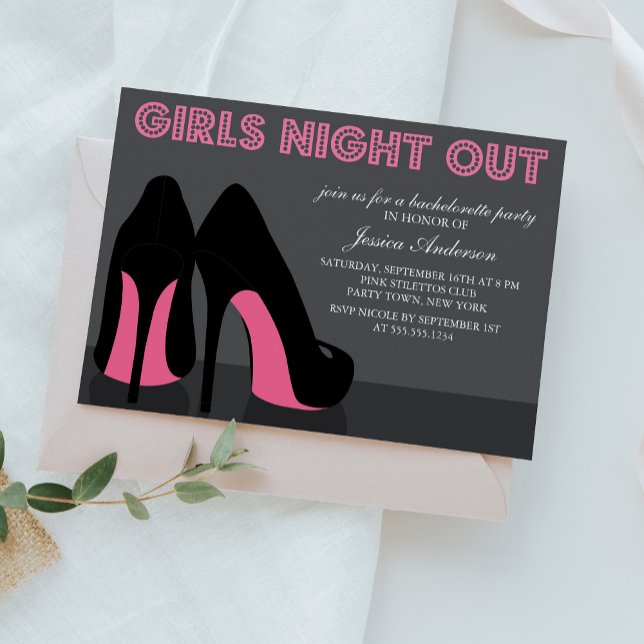 Rosa Stiletto Shows Girls Night Out Einladung (Von Creator hochgeladen)