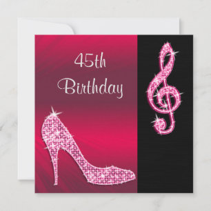 Rosa Stiletto & Treble Cleft 45. Geburtstag Einladung