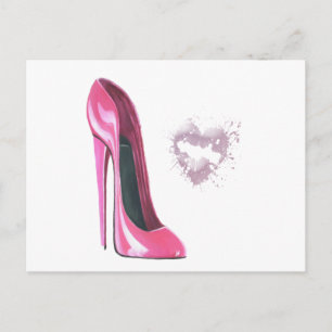 Rosa Stiletto und Kiss Postkarte