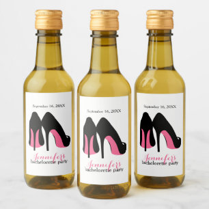 Rosa Stilettos Girls Night Out Junggeselinnen-Absc Weinetikett