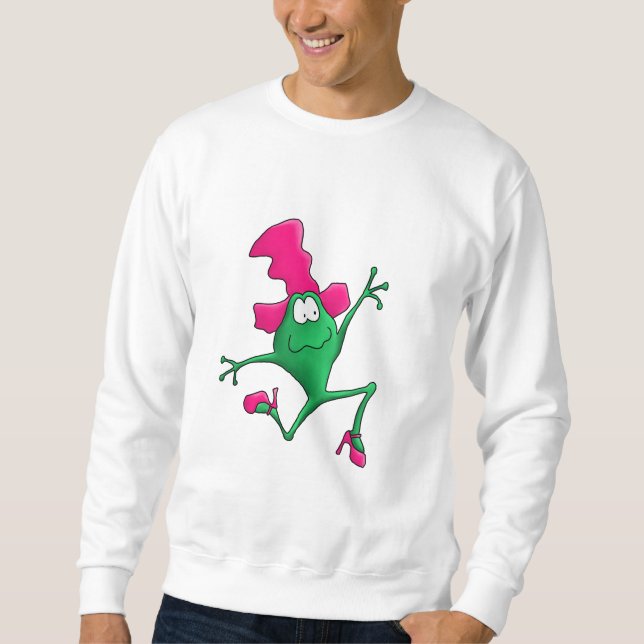 Rosa Stilletto glücklicher Frosch Sweatshirt (Vorderseite)