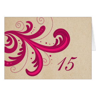 Rosa Stilvolle Wirbel Tischnummer Card