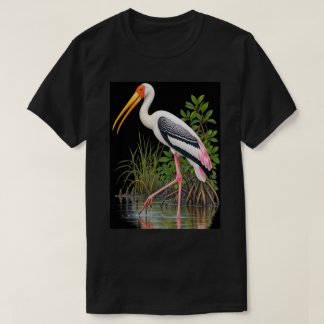 Rosa Storch Feuchtgebiet Wildtier Vogel im Wasser T-Shirt