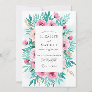 Rosa strahlender Frühling Hochzeit Einladung
