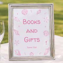 Rosa Strand Baby Shower Bücher und Geschenke