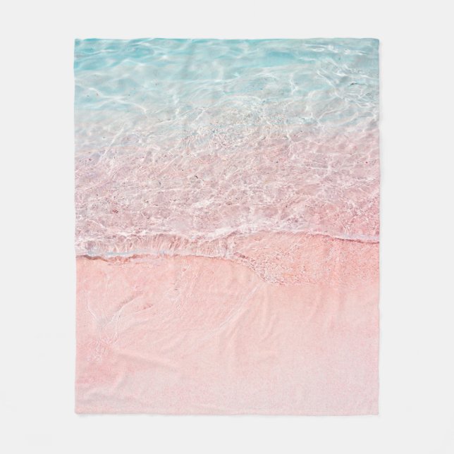 Rosa Strand und Spritzwelle Fleecedecke (Vorderseite)