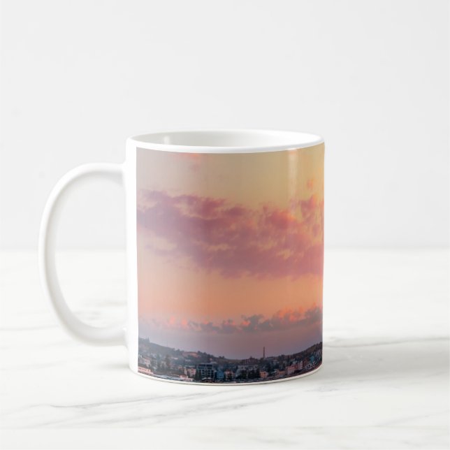 Rosa Strandsonne Golden Himmel Schöne Ferien Kaffeetasse (Links)