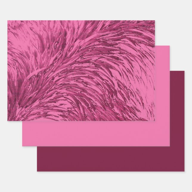 rosa Straußenfederdesign Geschenkpapier Set (Set)