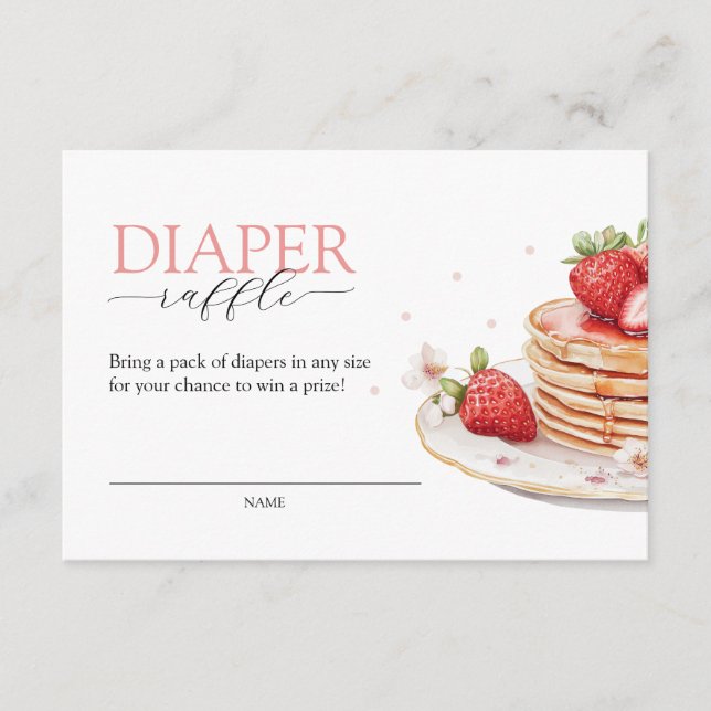 Rosa Strawberry Baby Brunch Windeln Raffel Begleitkarte (Vorderseite)