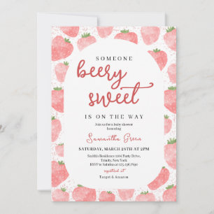 Rosa Strawberry Babydusche Einladung