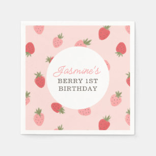 Rosa Strawberry Geburtstagsparty Serviette