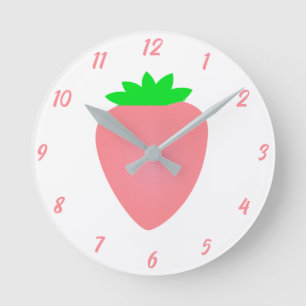 Rosa Strawberry Girls Baby Kinderzimmer Schlafzimm Runde Wanduhr