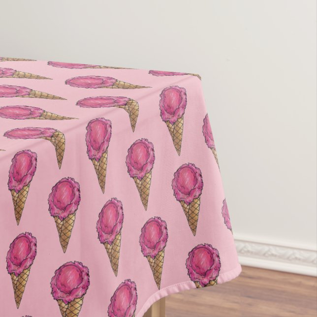 Rosa Strawberry Waffle Cone Ice Cream Desserts Tischdecke (Beispiel)