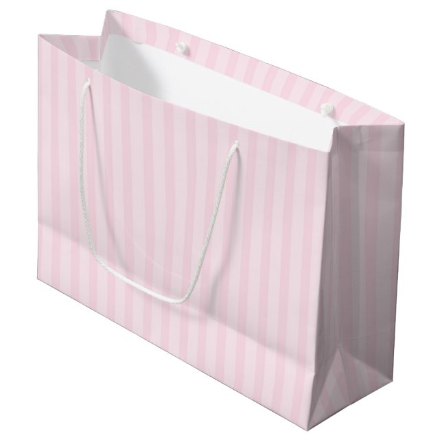 Rosa Streifen 1 Große Geschenktüte (Vorderseite Schrägansicht)