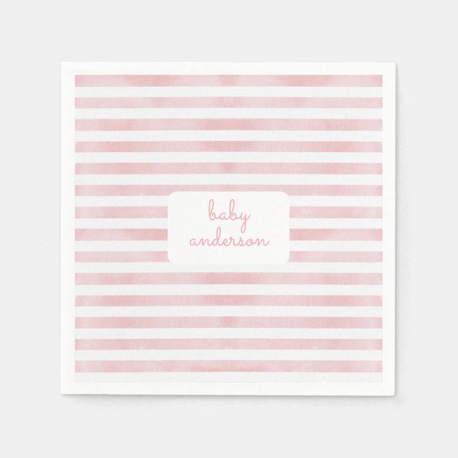 Rosa Streifen Babydusche Serviette (Vorderseite)