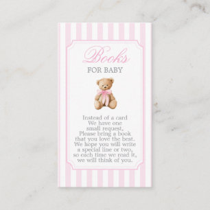 Rosa Streifen Bär Baby Shower Mädchen Bücher für B Begleitkarte