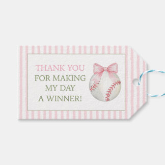 Rosa Streifen Baseball Dankeschön-Geschenkkarte Geschenkanhänger