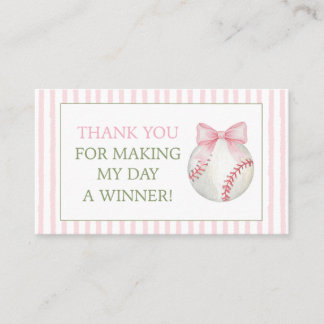 Rosa Streifen Baseball Dankeschön-Geschenkkarte Visitenkarte