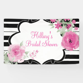 Rosa, Streifen, Blumen, Brautparty-Fahne Banner