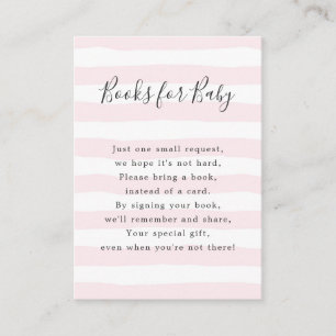 Rosa Streifen-Bücher für Baby, Babyparty Begleitkarte