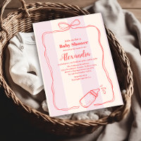 Rosa Streifen Coquette Bow Babydusche