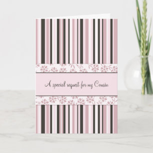 Rosa Streifen Cousin Bridesmaid Einladungskarte