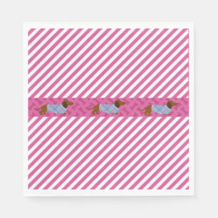 Rosa Streifen Dackel Papier Napkins Serviette
