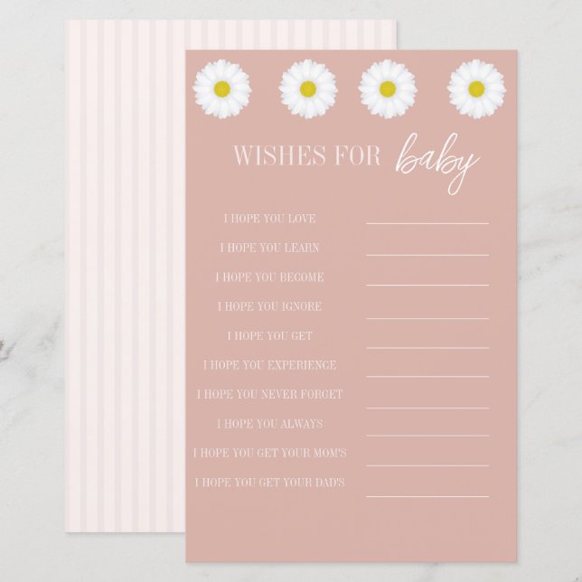 Rosa Streifen, Daisy Baby Dusche Wünsche für Baby (Vorne/Hinten)