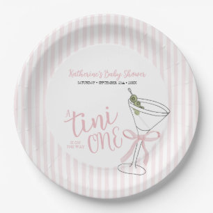 Rosa Streifen Ein Tini ist unterwegs Pappteller