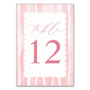 Rosa Streifen Elegante Babyparty Tischnummer