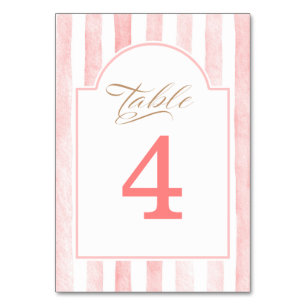Rosa Streifen Elegante Babyparty Tischnummer
