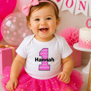 Rosa Streifen Erstes Geburtstagskameradinchen-Shir Baby T-shirt
